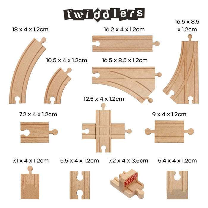 64 Pieces Wooden Railway Train Track Set