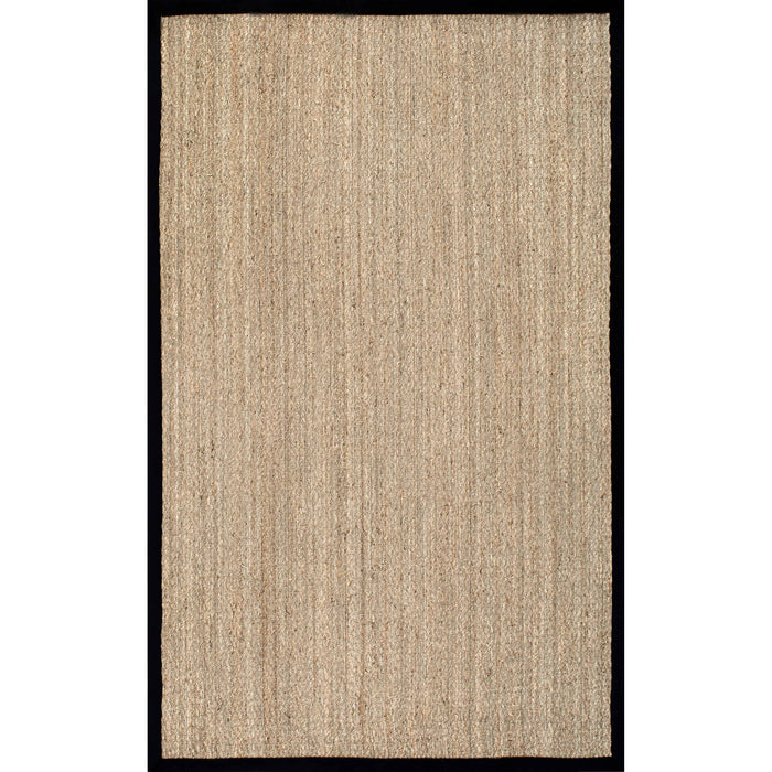 Elijah Seagrass with Border Area Rug: Dark Grey / Rectangle / 5' x 8'