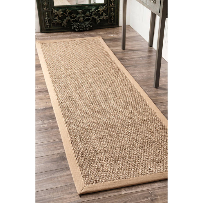 Elijah Seagrass with Border Area Rug: Dark Grey / Rectangle / 5' x 8'