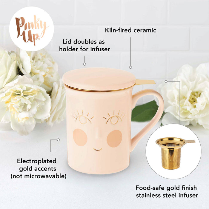 Annette™ 3D Ceramic Mug w/ Tea Infuser - "Hello Beautiful"