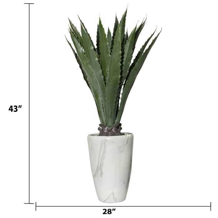 43" Tall Realistic Agave Plant in Fiberstone Planter