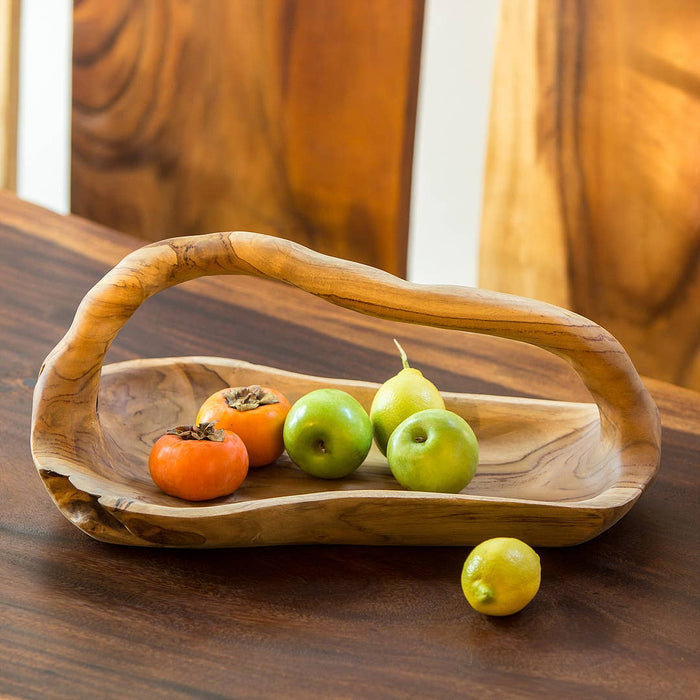 Teak Bowl with Handle 20"