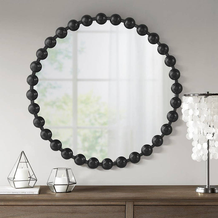 Round Iron Framed Wall Decor Mirror, Black: Large 27"