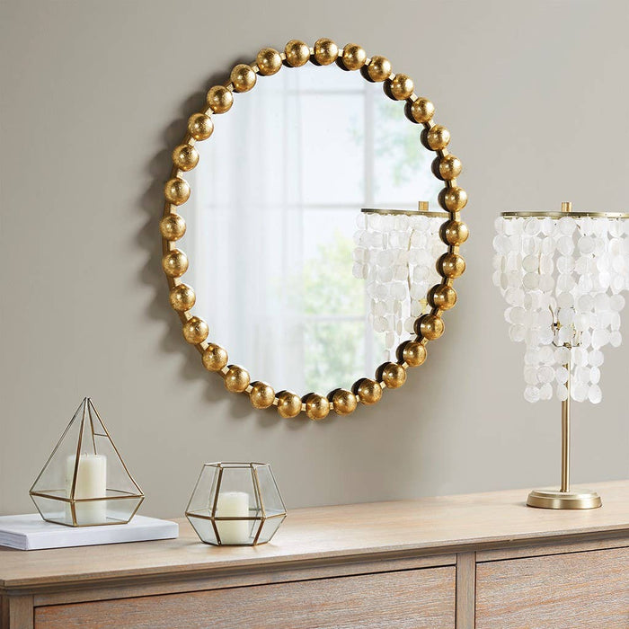 Round Iron Framed Wall Decor Mirror, Gold: Large 27"