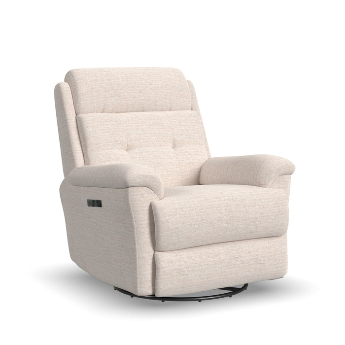 Sophisticated Fabric Perfect Match Power Swivel Gliding Recliner with Power Headrest & Lumbar