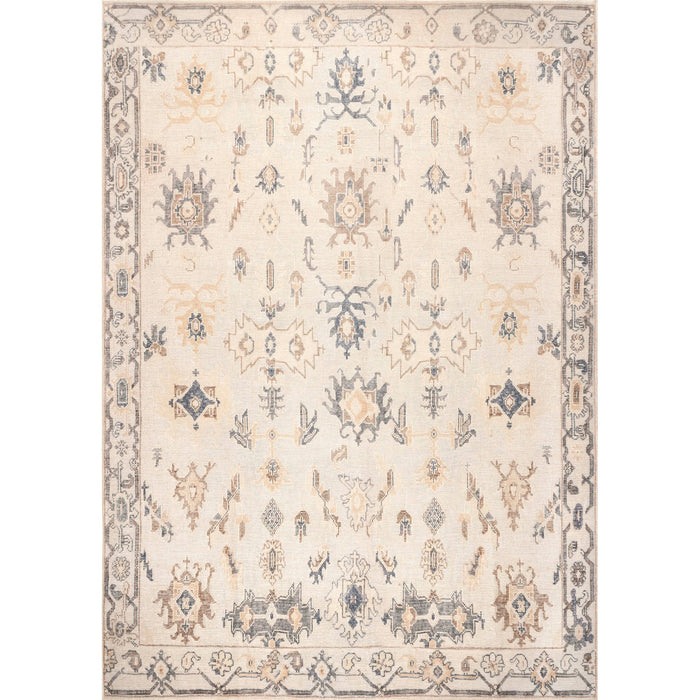 August Machine Washable Tribal Area Rug: Light Grey / Runner / 2' 6" x 8'