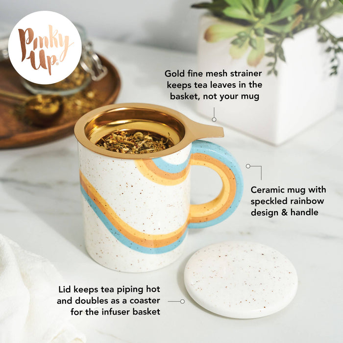 Everlee Speckled Ceramic Mug w/ Tea Infuser & Lid