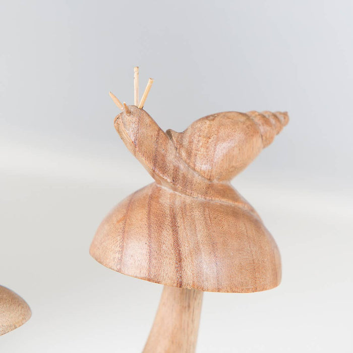 Parasite Wood Hand Carved Figurine - Snail on Mushroom