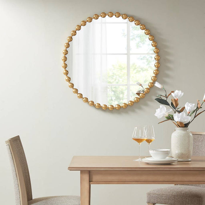 Round Iron Framed Wall Decor Mirror, Gold: Large 27"