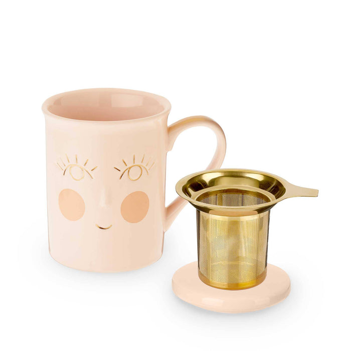 Annette™ 3D Ceramic Mug w/ Tea Infuser - "Hello Beautiful"