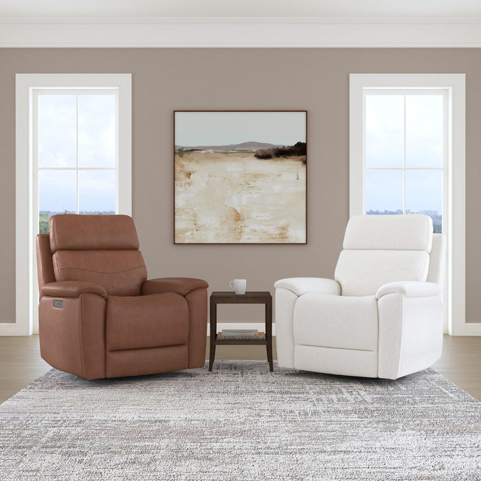 Refined Leather Perfect Match Power Swivel Gliding Recliner with Power Headrest & Lumbar in Hickory