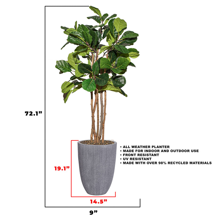 Artificial  72'' Fig tree  in a grey  planter