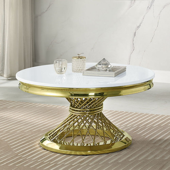 Fallon - Coffee Table With Engineered Stone Top - Gold