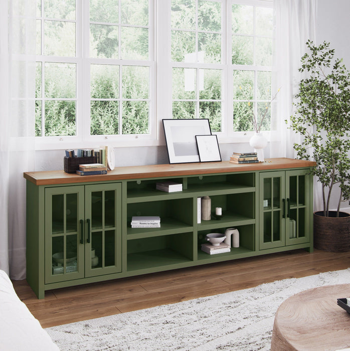 Vineyard - 96" TV Stand - Sage Green / Fruitwood