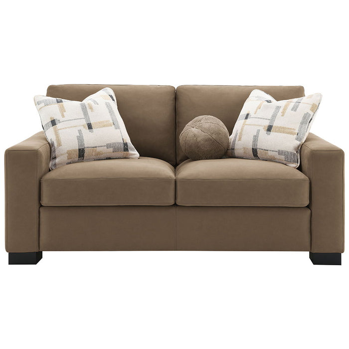 Darya - Loveseat With 3 Pillows - Brown Suede Fabric