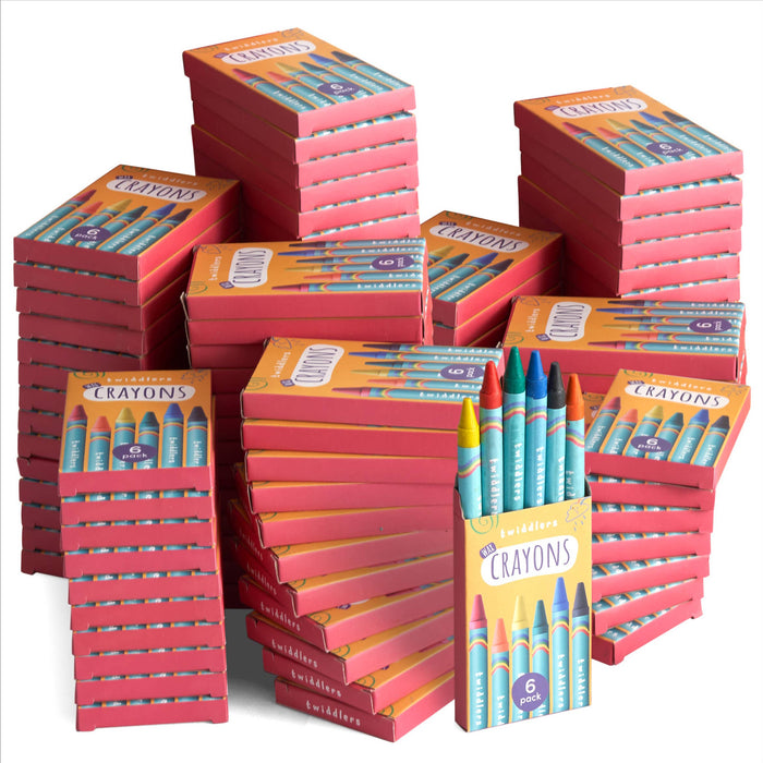 100 Boxes of Wax Crayons for Kids, 6 Crayons Per Box, 600 To