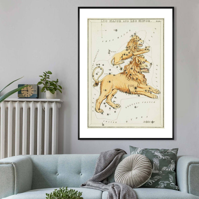 Leo Major And Leo Minor Astrology Antique Print: 27 ½ x 39 ¼ in | 70x100 cm / Gloss