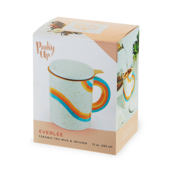 Everlee Speckled Ceramic Mug w/ Tea Infuser & Lid