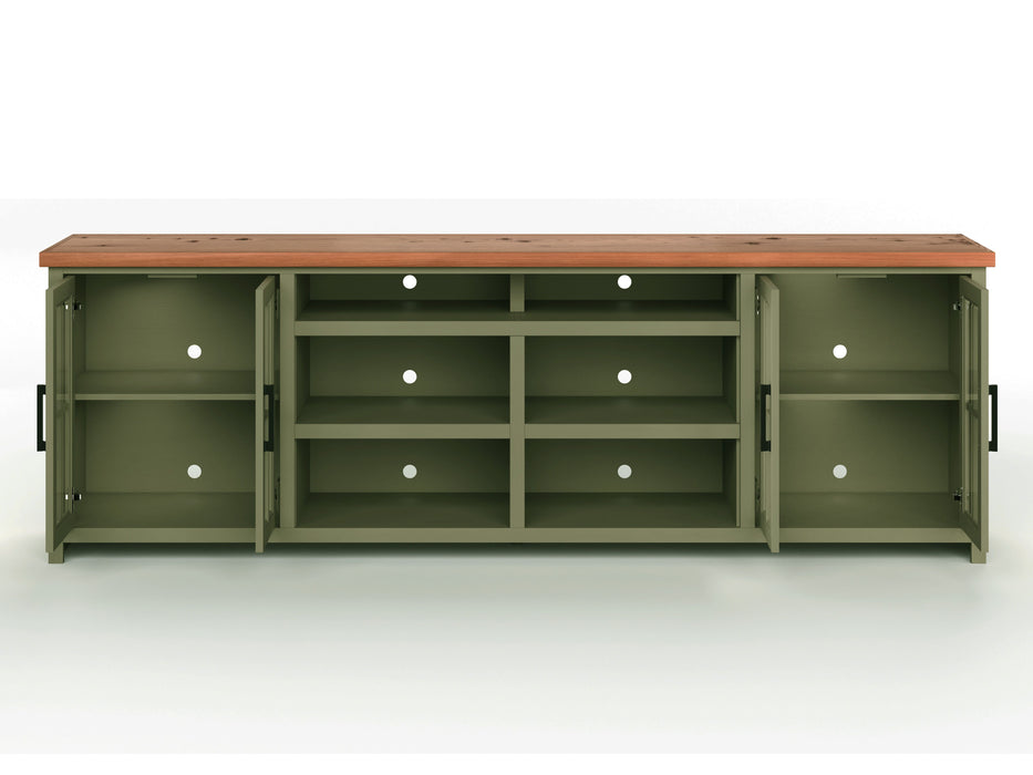 Vineyard - 96" TV Stand - Sage Green / Fruitwood