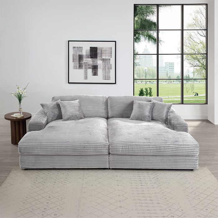 Hilde - Sectional Sofa With 4 Pillows - Gray