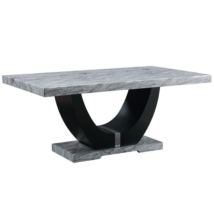 Caralin - Dining Table - Engineered Stone & Black Finish