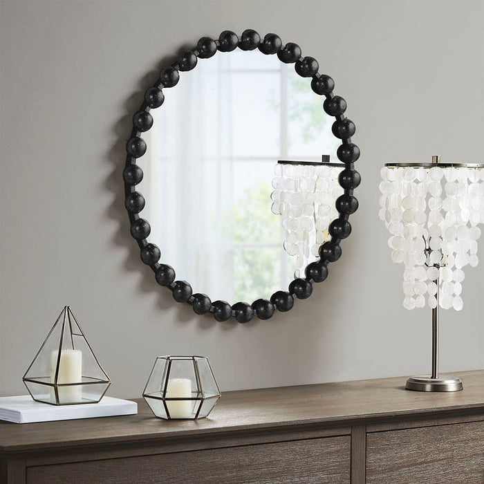 Round Iron Framed Wall Decor Mirror, Black: Large 27"