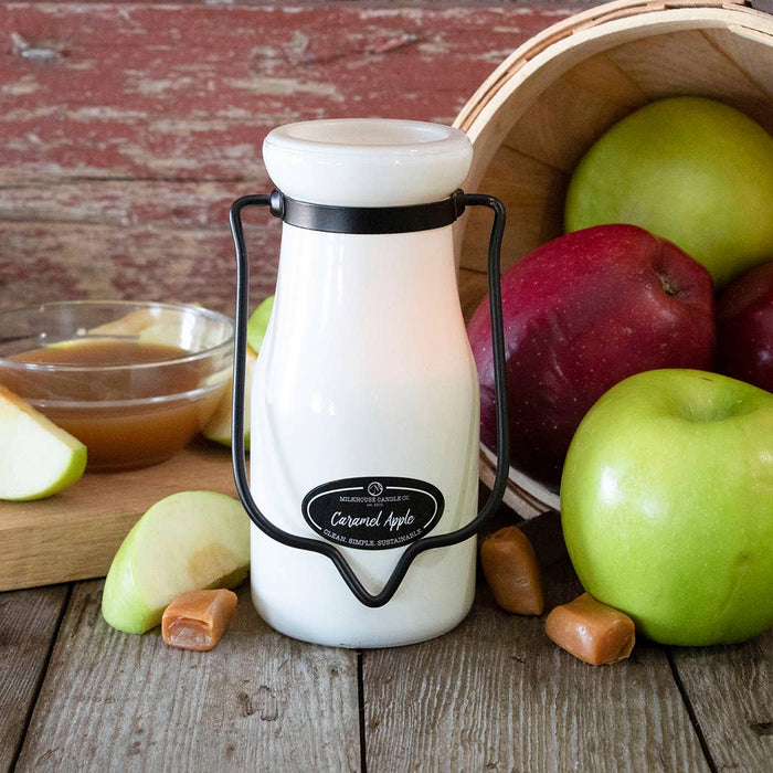 8 oz Milkbottle Candle: Caramel Apple