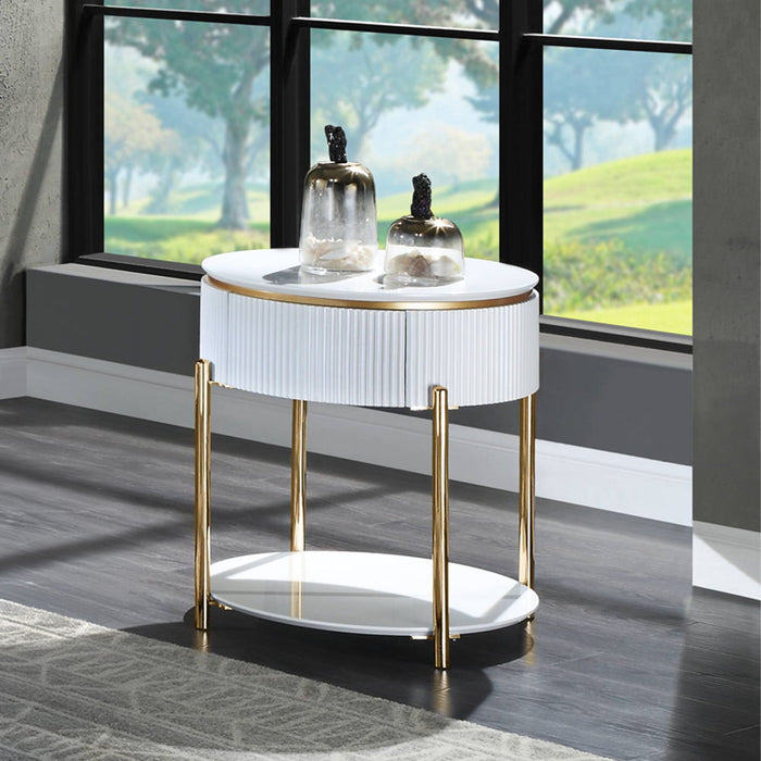 Daveigh - End Table - White High & Gold