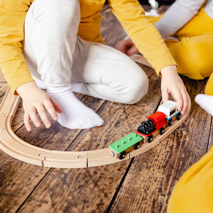 64 Pieces Wooden Railway Train Track Set