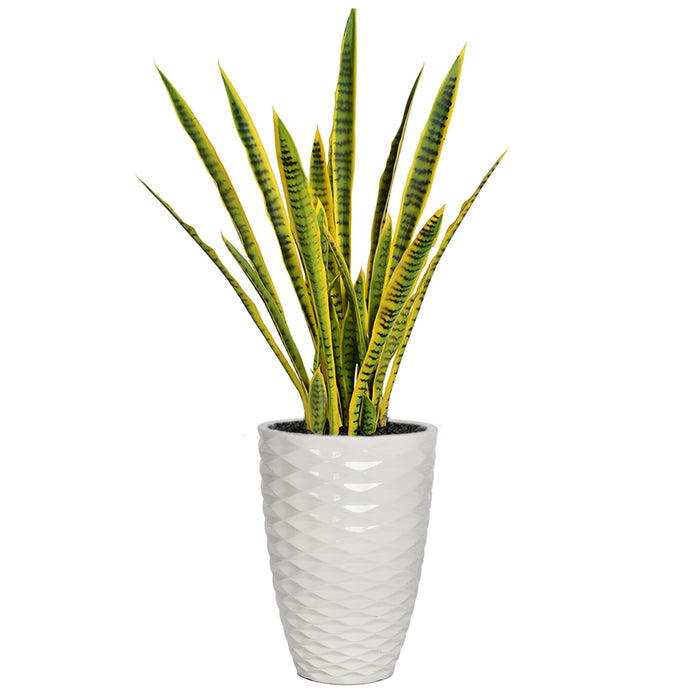 Artificial  46'' Tall Snake Plant in a white planter