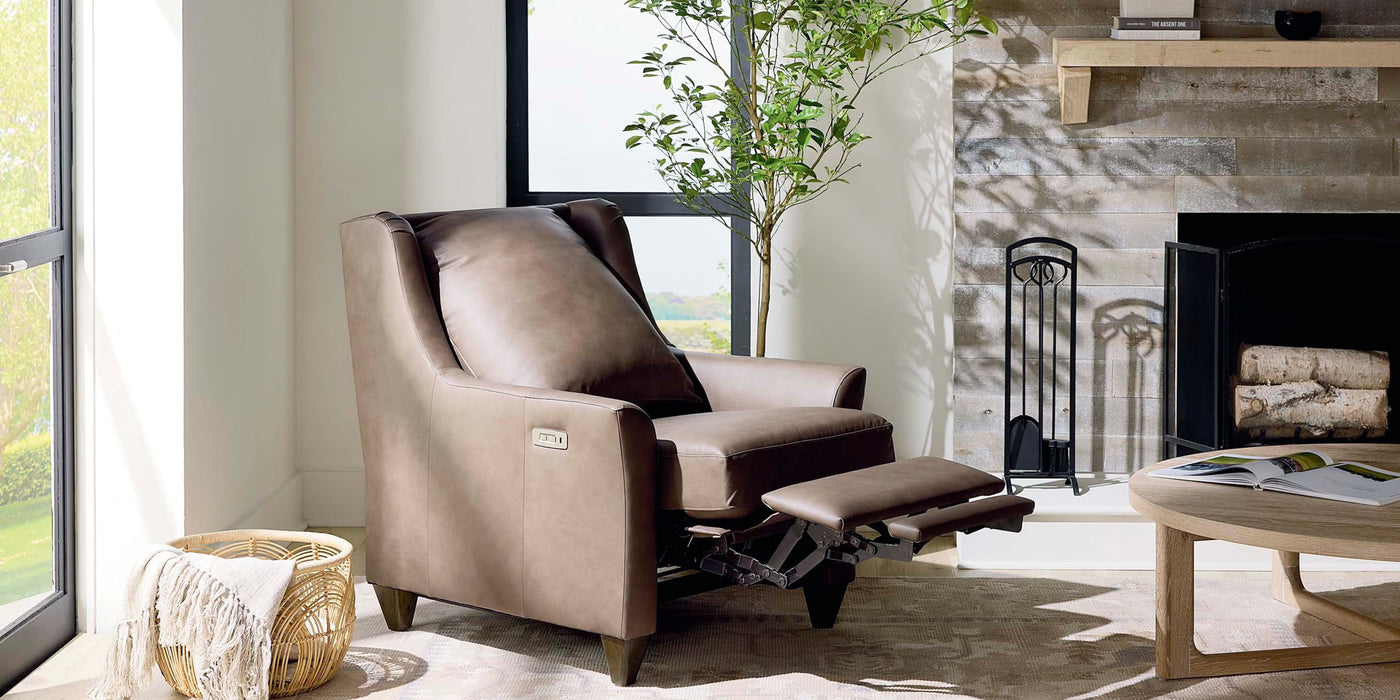 Magnificent Motion Leather Slope Arm Recliner