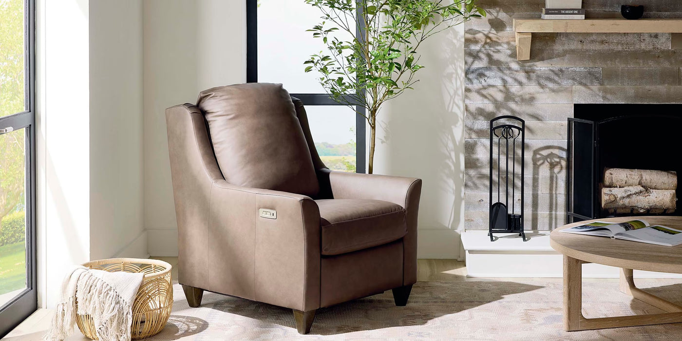 Magnificent Motion Leather Slope Arm Recliner