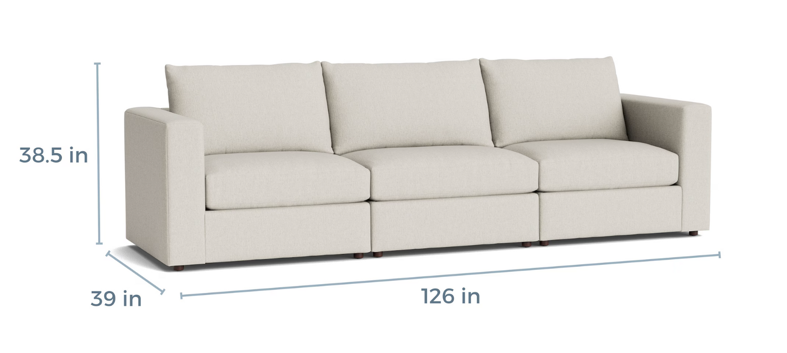 Beckham Track Arm Three Cushion Modular Sofa