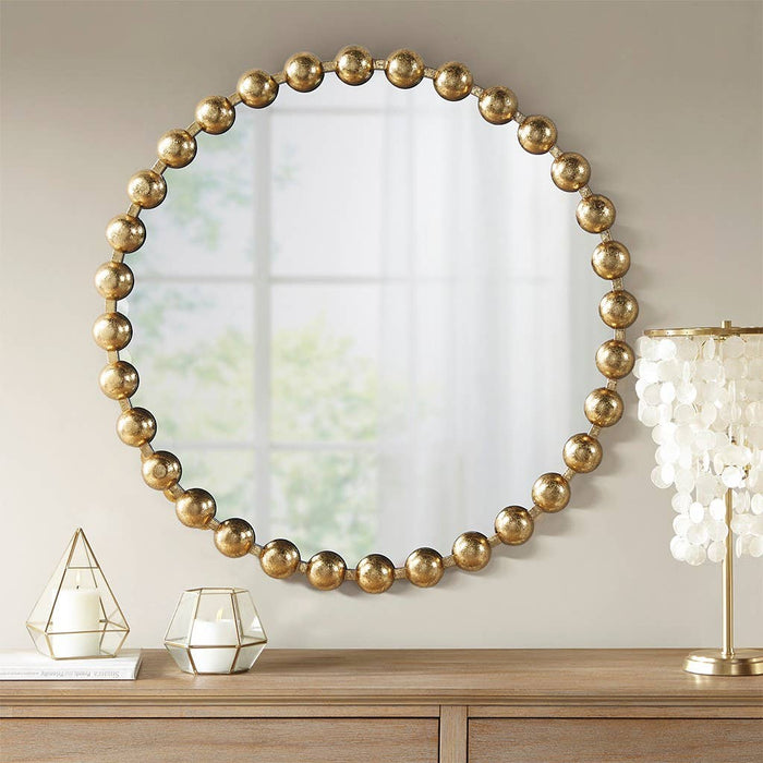 Round Iron Framed Wall Decor Mirror, Gold: Large 27"