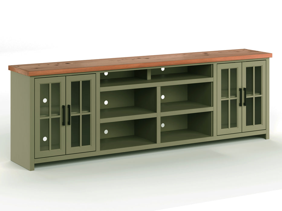 Vineyard - 96" TV Stand - Sage Green / Fruitwood