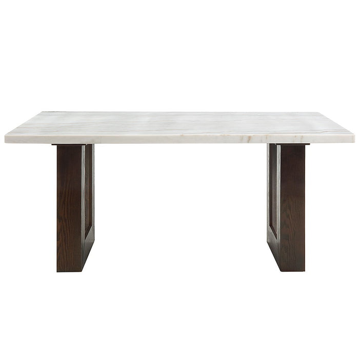 Edwyn - Dining Table With Marble Top - White Natural Marble Top & Brown Finish