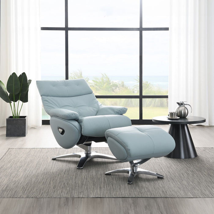 Janella - Motion Accent Chair With Swivel & Ottoman - Babyblue