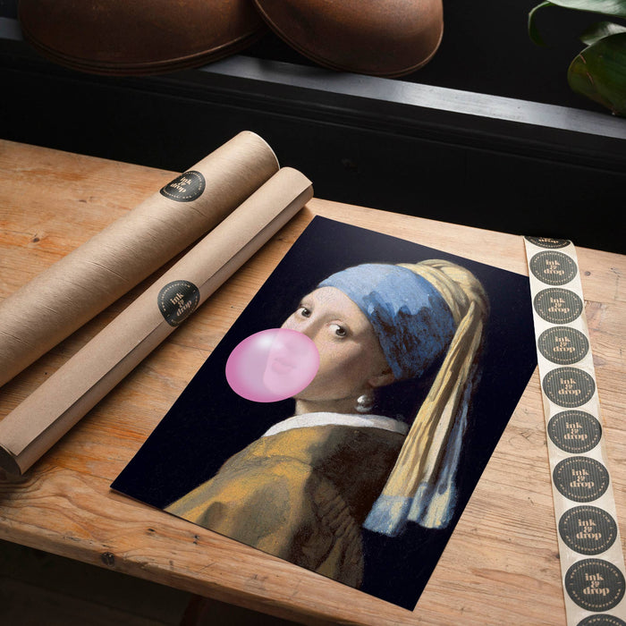 The Girl Blowing Bubblegum Print: 27 ½ x 39 ¼ in | 70x100 cm / Gloss