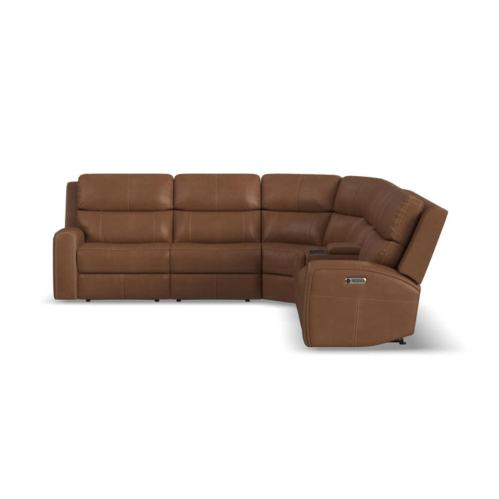 Linden Leather Power Reclining Sectional with Power Headrests & Lumbar