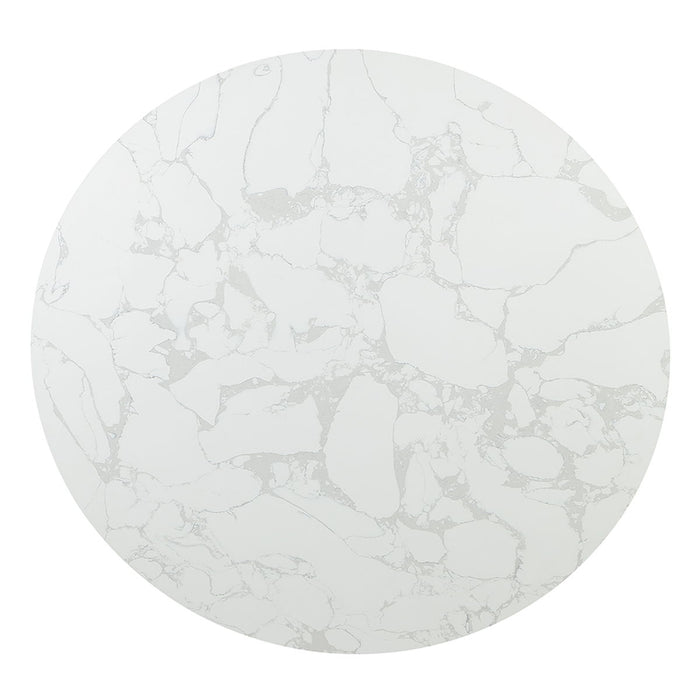 Clayten - Round Dining Table With Marble - White Natural Marble Top & Espreeso Finish