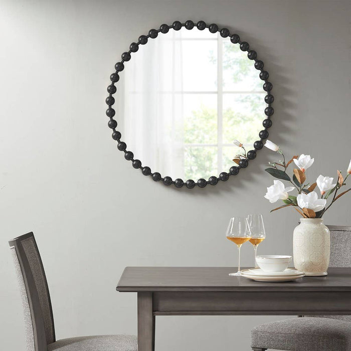 Round Iron Framed Wall Decor Mirror, Black: Large 27"