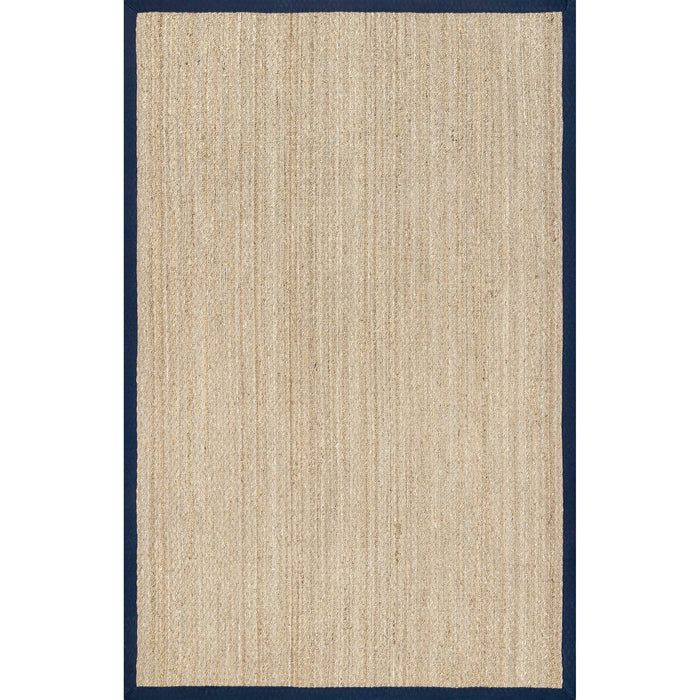 Elijah Seagrass with Border Area Rug: Dark Grey / Rectangle / 5' x 8'