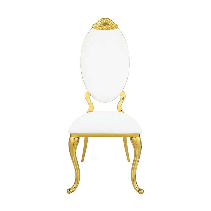 Fallon - Side Chair (Set of 2) - White PU & Mirroed Gold Finish