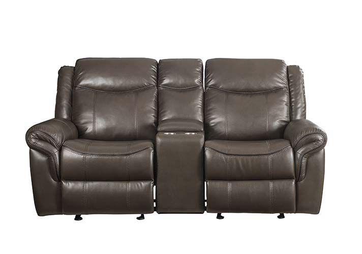 Lydia - Loveseat - Brown Leather Aire