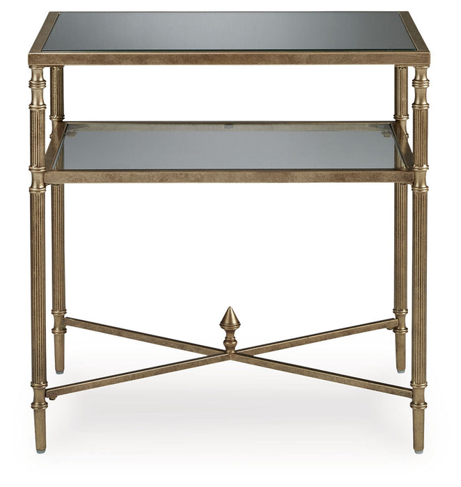 Cloverty - Aged Gold Finish - Rectangular End Table