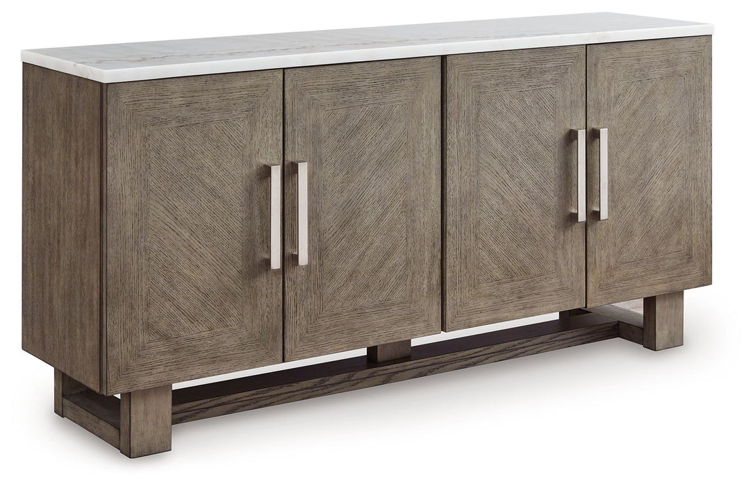 Loyaska - Grayish Brown / White - Extra Large TV Stand