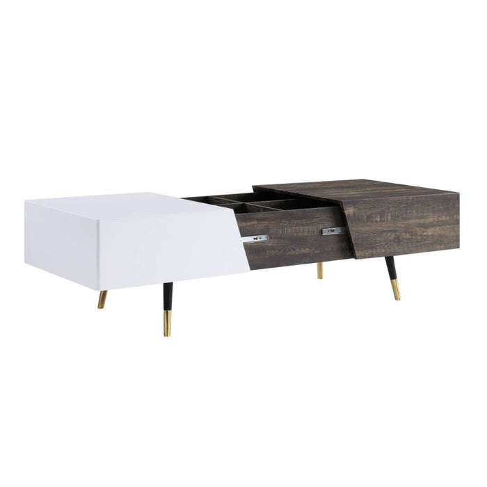 Orion - Coffee Table - White High Gloss & Rustic Oak