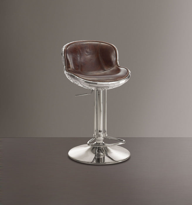 Brancaster - Stool - Vintage Brown Top Grain Leather & Aluminum