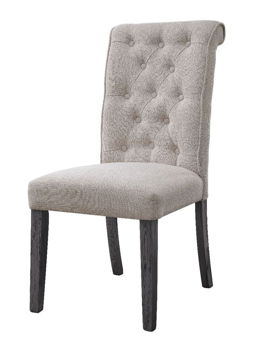 Yabeina - Side Chair (Set of 2) - Beige Linen & Gray Finish