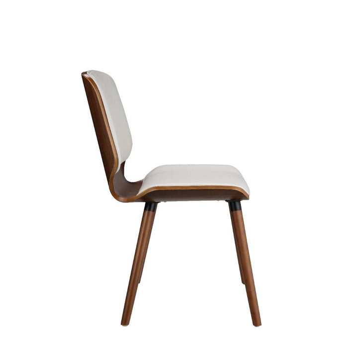 Nemesia - Accent Chair - White PU & Walnut